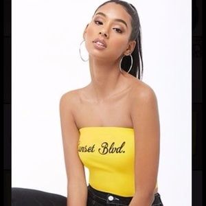 Forever 21 Sunset Blvd. Graphic Cropped Tube Top